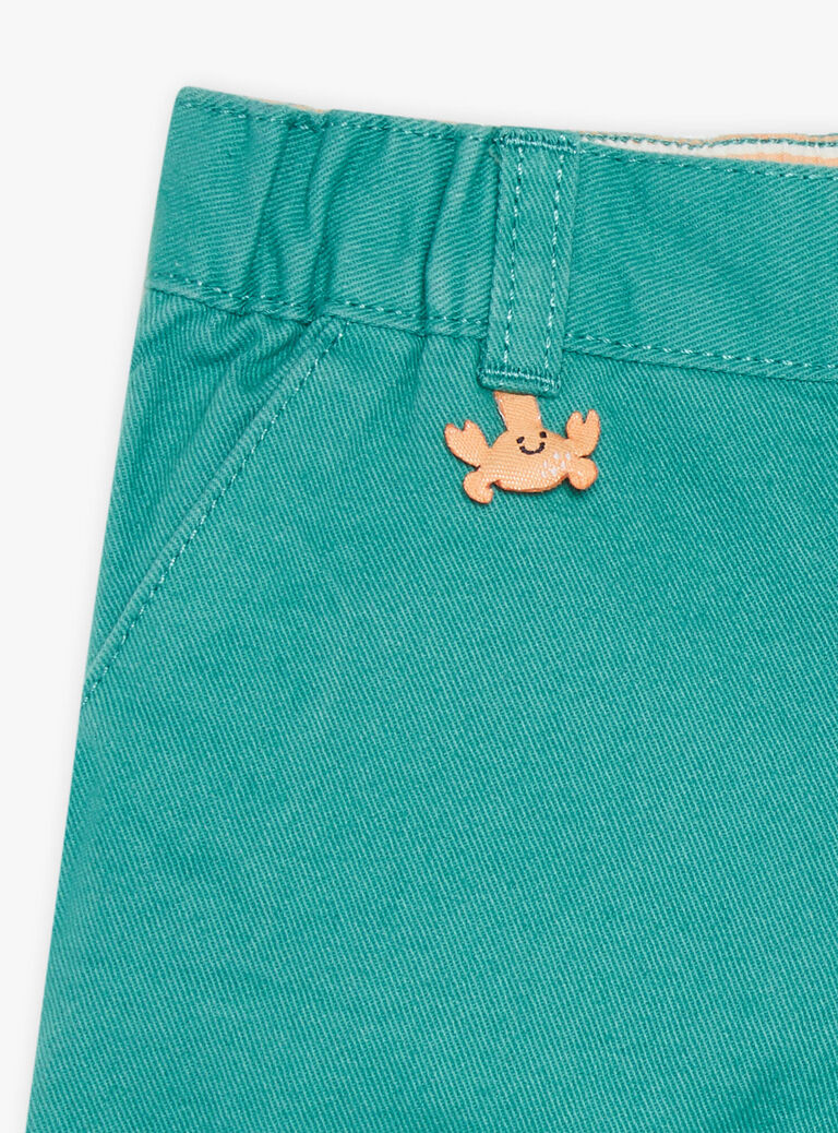 Short en twill turquoise moyen