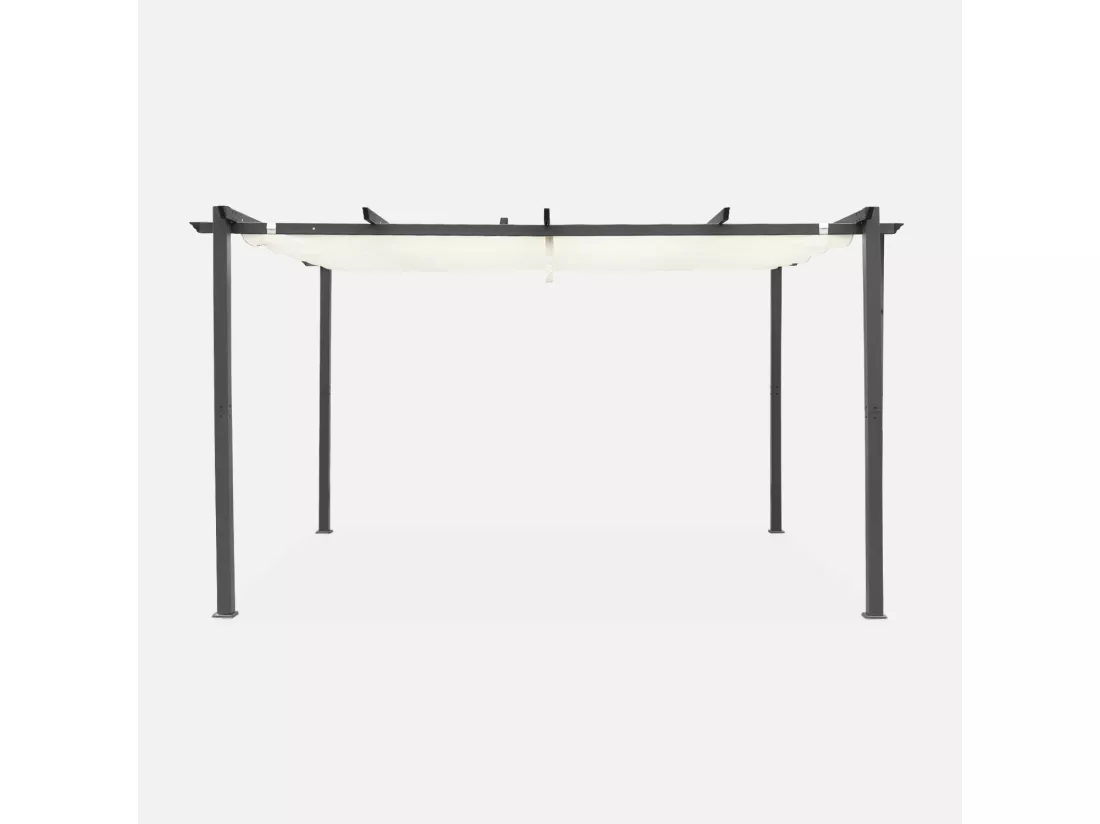 Pergola aluminium - Isla 3x4m - Toile écru- Tonnelle idéale pour votre terrasse. toit rétractable. toile coulissante. structure aluminium