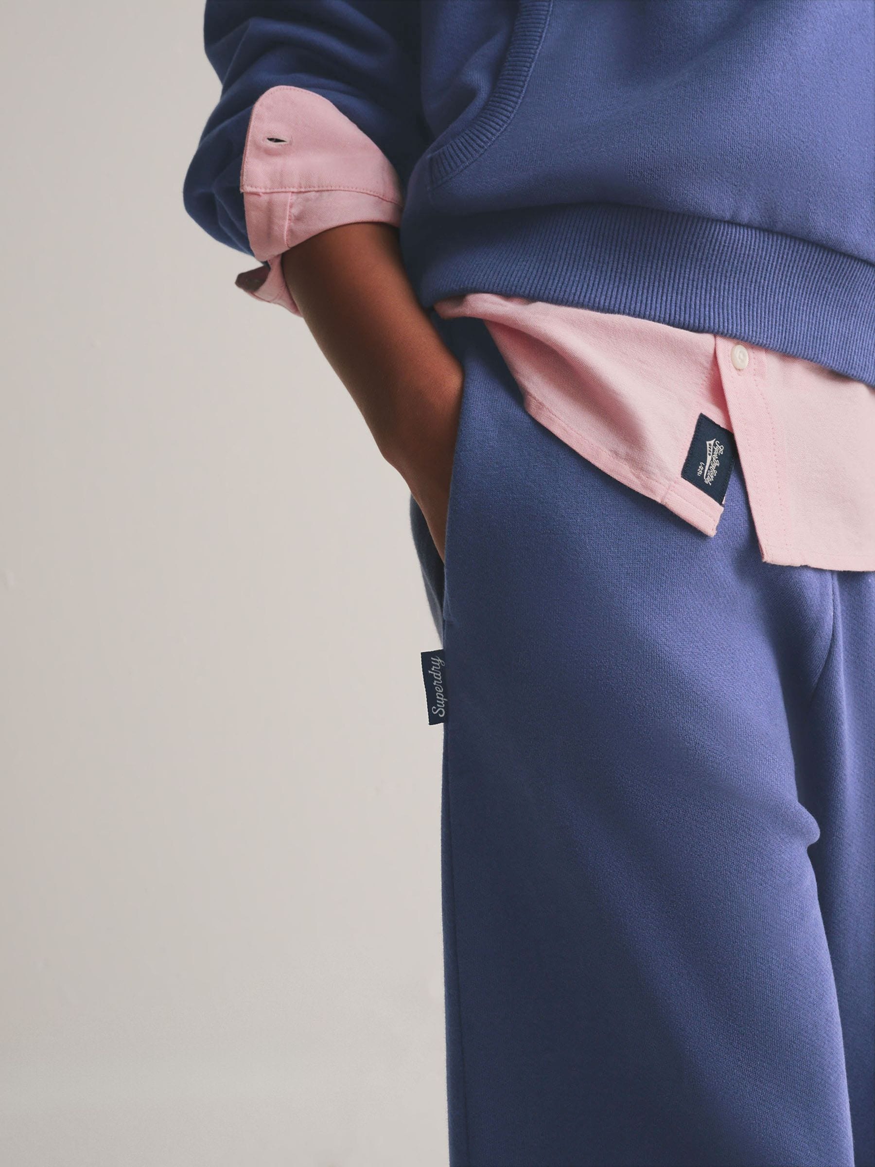 Donkerblauw/roze - Superdry joggingpak