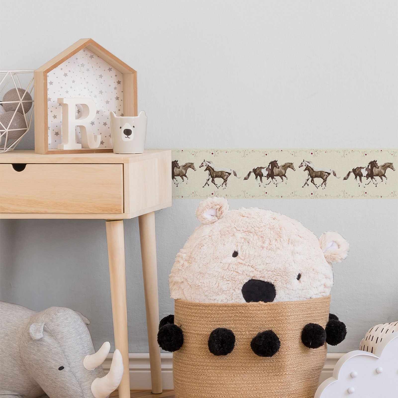 Vlies-Borte LITTLE STARS - creme-braun - 13 cm