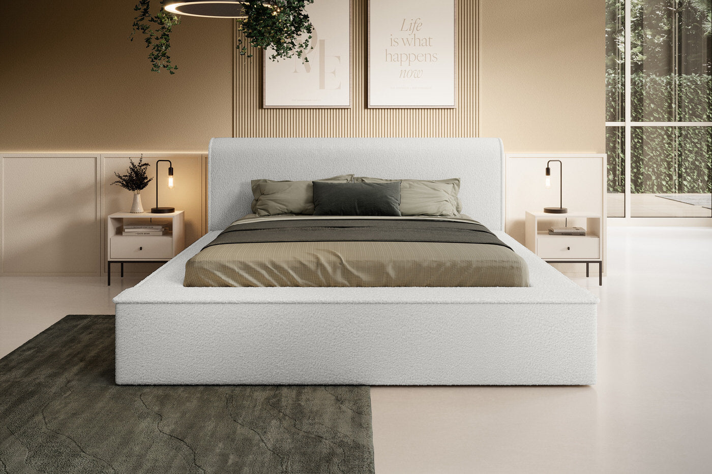 Trae Mobler Fatima 180 x 200 cm Gestoffeerd Bed Ivory