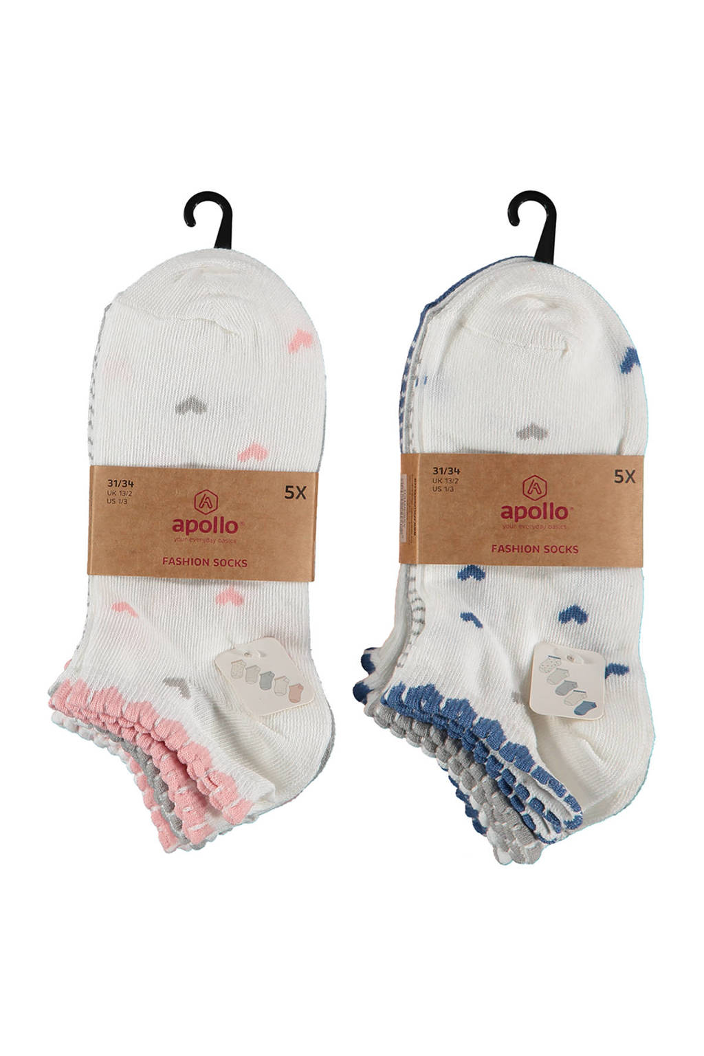 Apollo sneakersokken met all-over print - set van 10 ecru