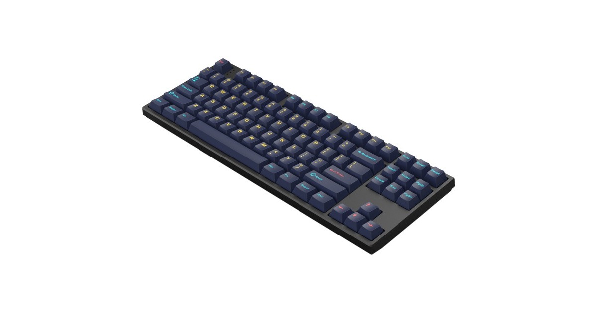 HelloGanssHS87T GC17, toetsenbord  (Zwart/donkerblauw, US lay-out, Cherry MX Blue, TKL, RGB leds, PBT Doubleshot keycaps, hot swap, 2,4 GHz / Bluetooth / USB-C)