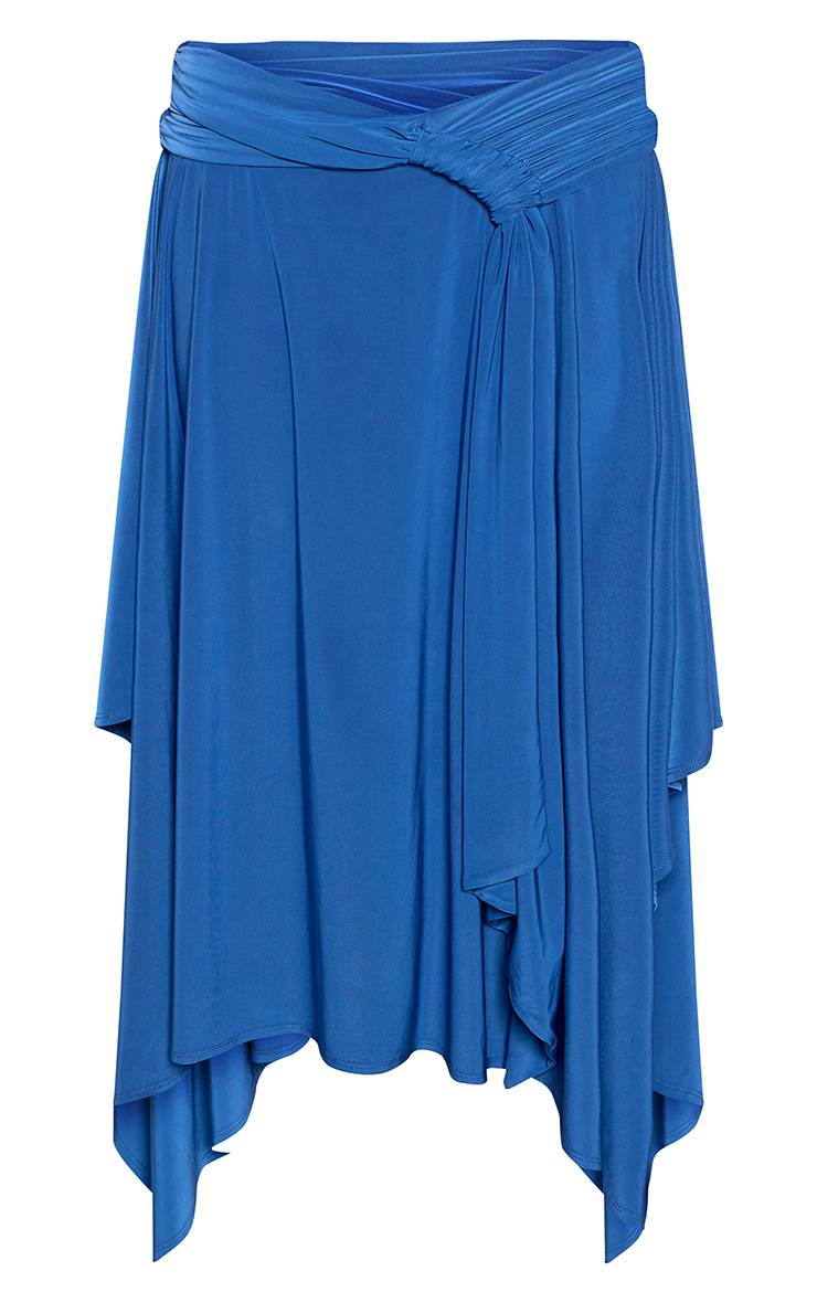 Bleu Jupe Midi Moulante À Détail Torsadé