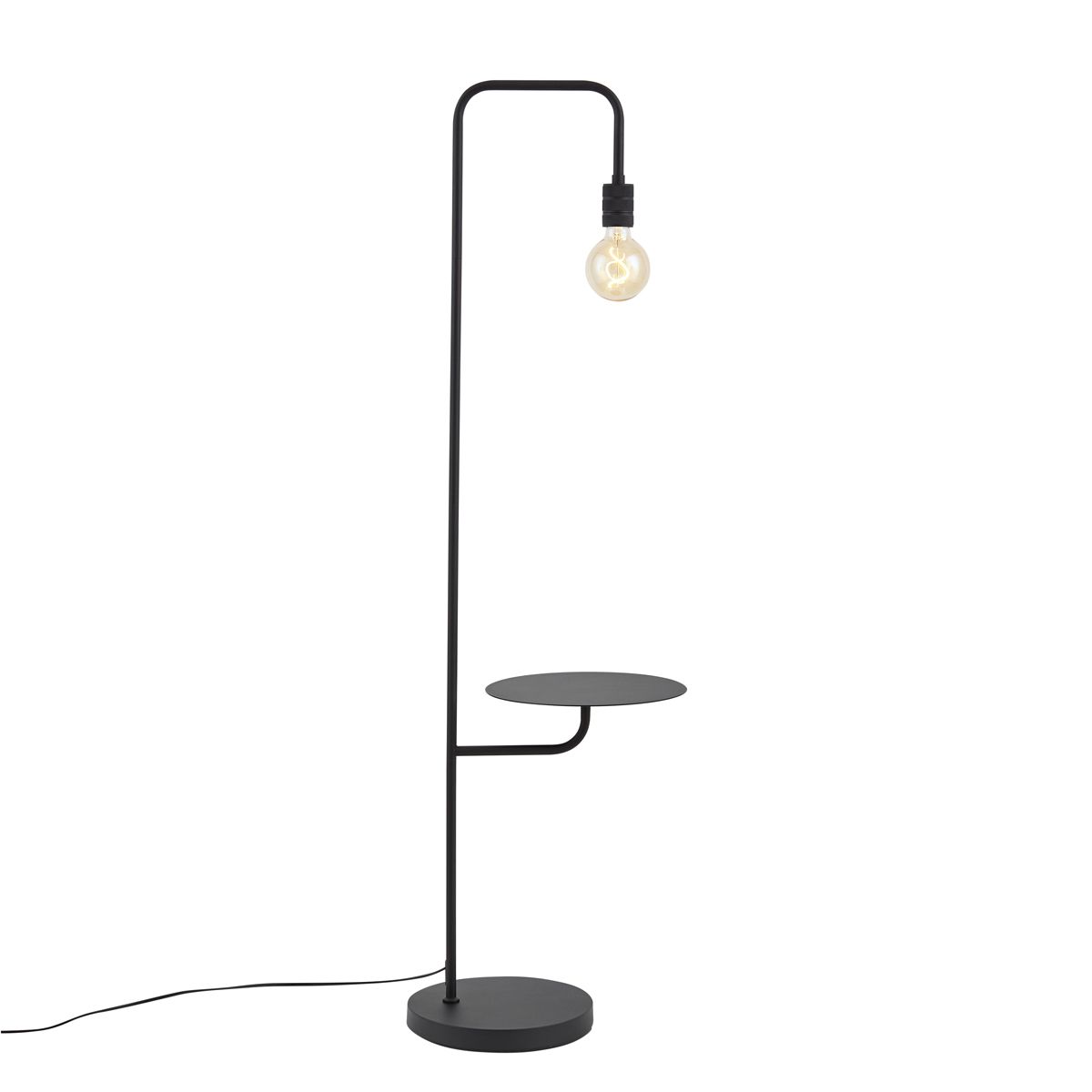 Moderne vloerlamp zwart met ronde tafel - Ostrich