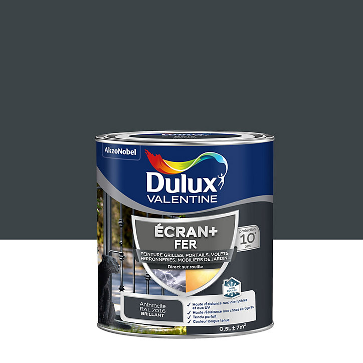 Peinture extérieure Ecran+ fer Dulux Valentine brillant anthracite 500ml