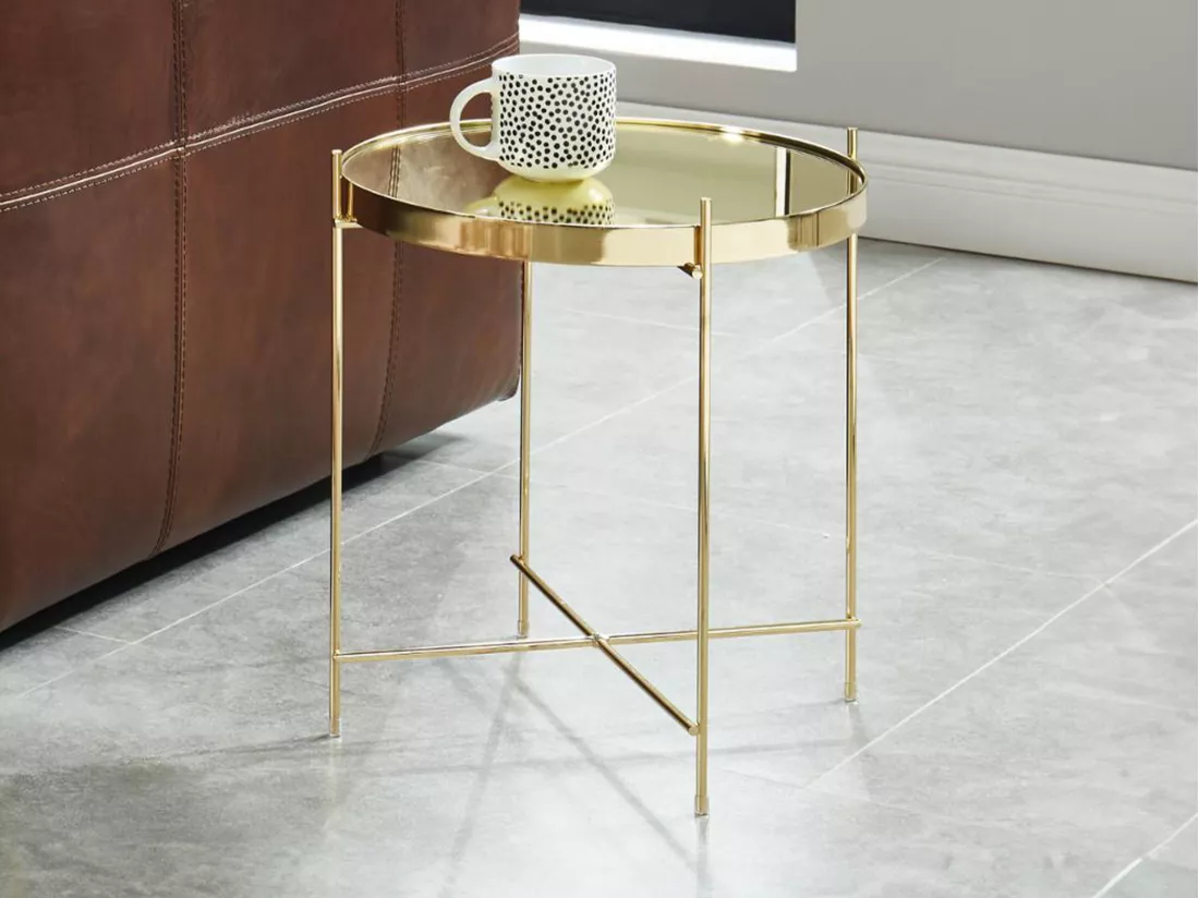 Table d'appoint MARCIA - Miroir & Métal - Doré