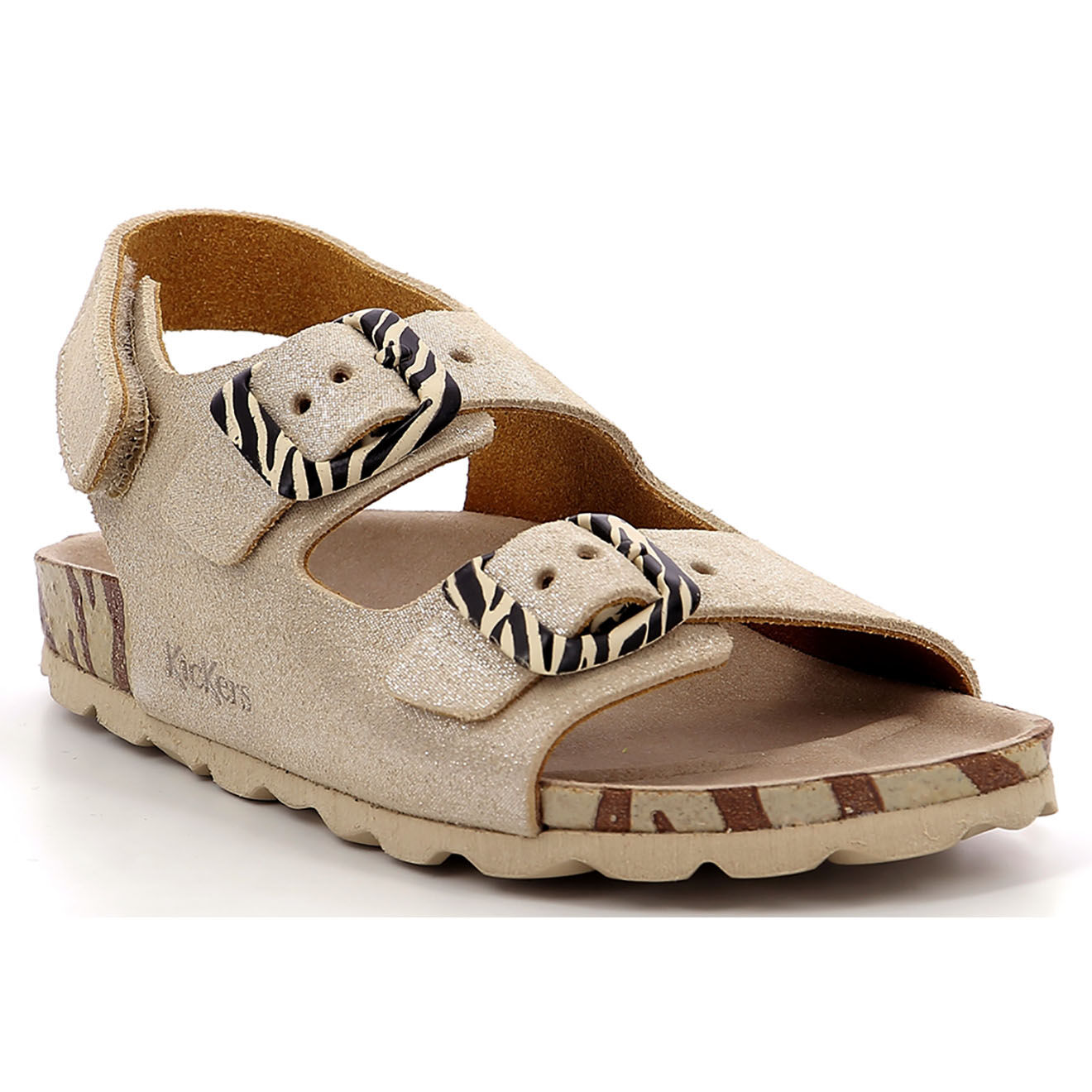 Kickers Sandales en Cuir Sunyva argenté/zèbre