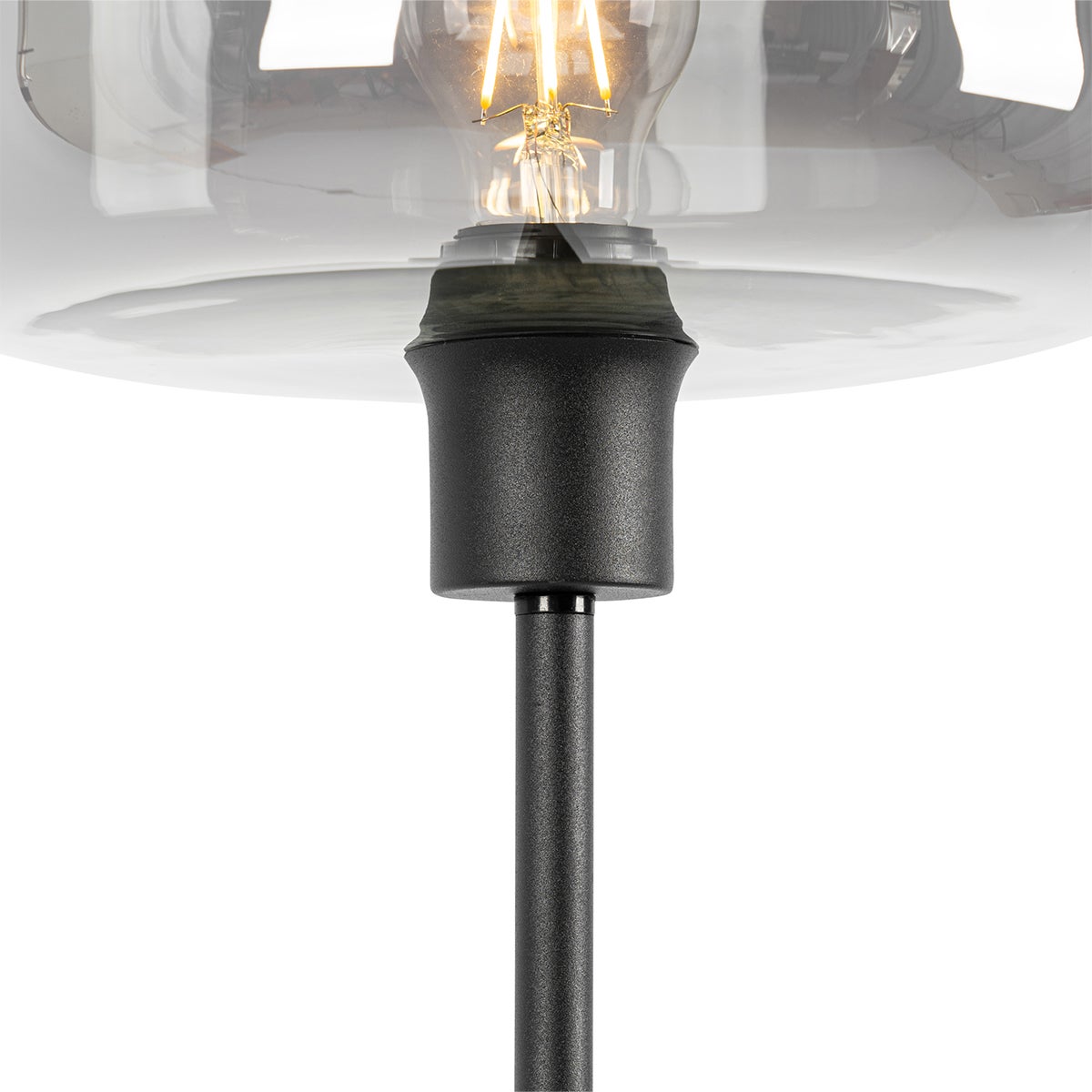 QAZQA - Art Deco vloerlamp, zwart met rookglas - Bizle | Woonkamer | Slaapkamer - Rond - LED-compatibel E27