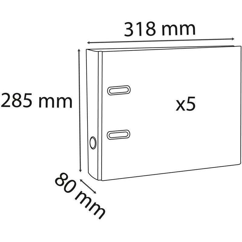Lot de 5 classeurs à levier intérieur et extérieur en polypropylène - dos de 80mm - mécanique Prem'Touch - A4 - Fuchsia