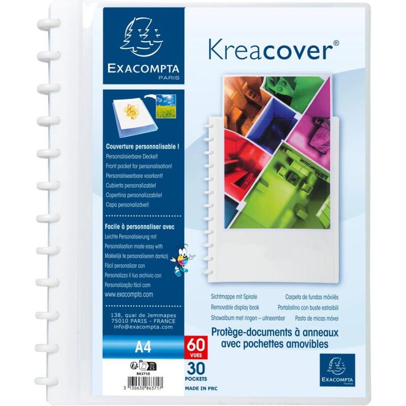 Protège-documents à anneaux et pochettes détachables KreaCover® 30 pochettes - 60 vues - A4