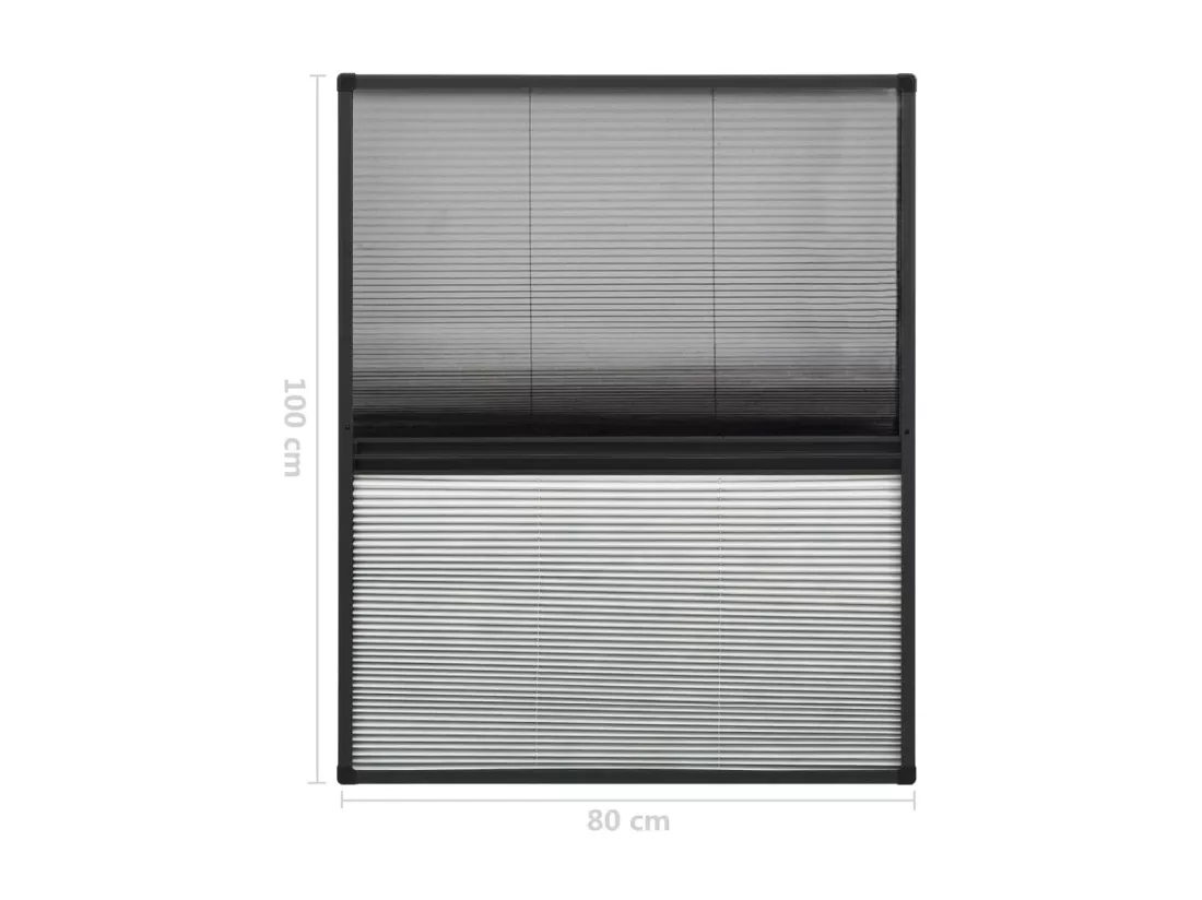 Moustiquaire plissée pour fenêtre Aluminium 80x100 cm et auvent