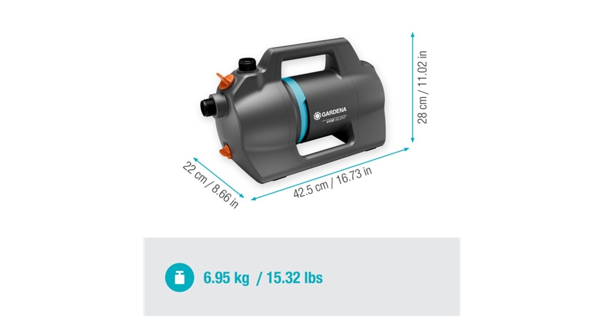 GARDENABesproeiingspomp 4100 Silent set  (Donkergrijs/turquoise,  550 Watt)