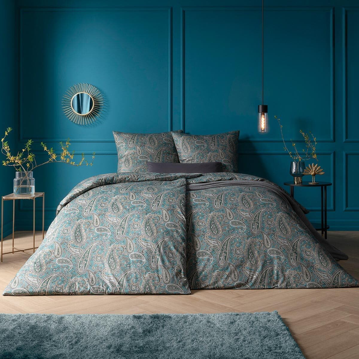 ESTELLA Mako Interlock Jersey Bettwäsche Hannah Salbei 1 Bettbezug 155 x 220 cm + 1 Kissenbezug 80 x 80 cm