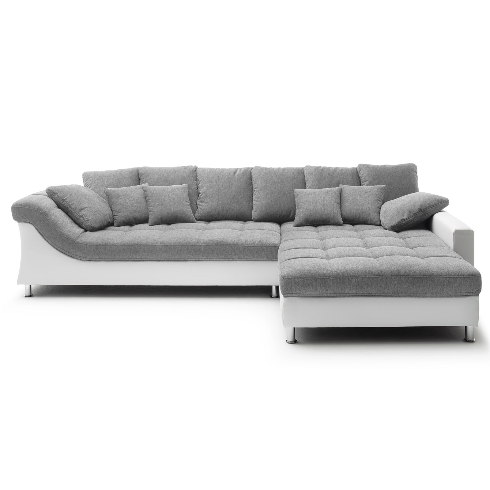 Ecksofa - grau-weiß - beidseitig montierbar