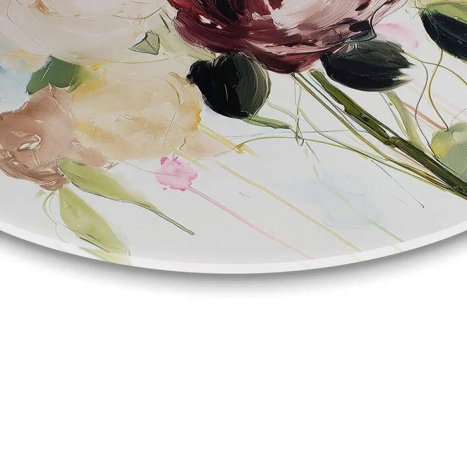 Glasschilderij Herfstboeket II - Ø 50cm - Beige