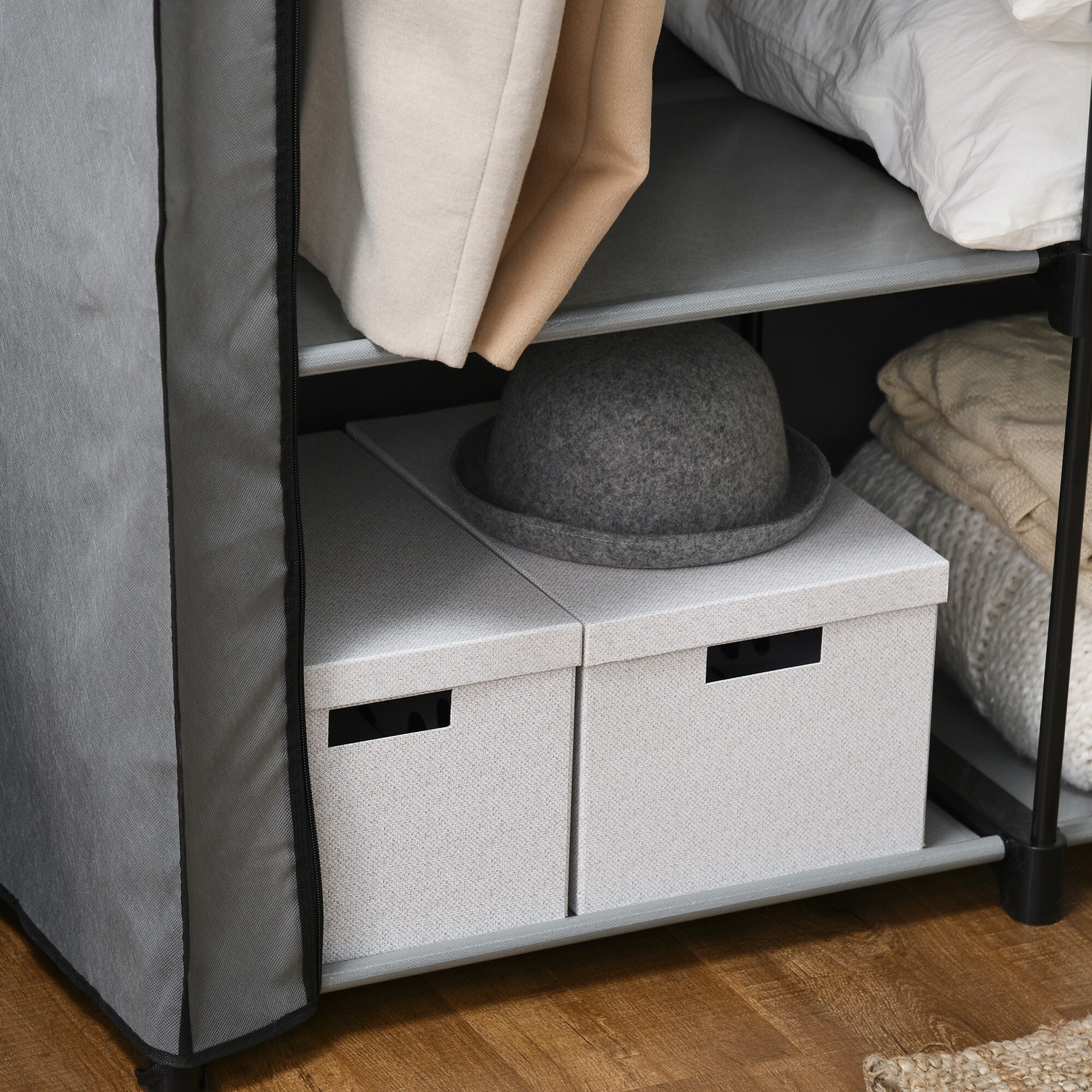 HOMCOM Kleiderschrank mit Reißverschluss grau 118L × 49B × 170H cm