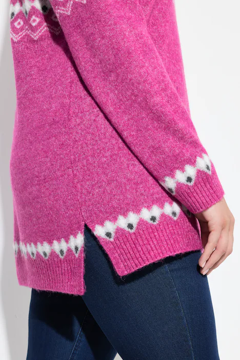 Norweger-Pullover, Rundhals, Langarm, weicher Strick, Sommerbeere