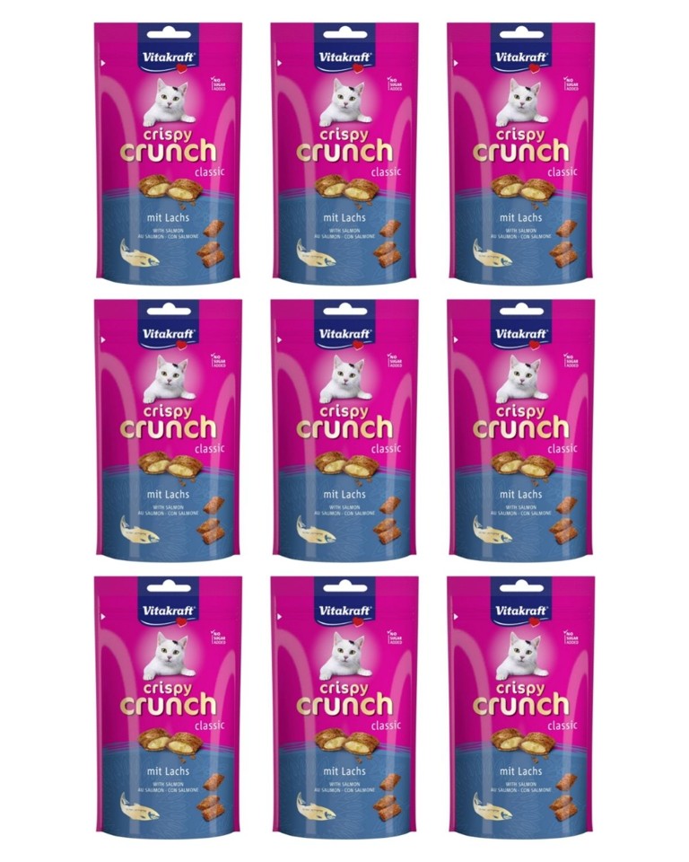 Vitakraft - Kattegodbider - 9 x Crispy Crunch m/Laks 40g