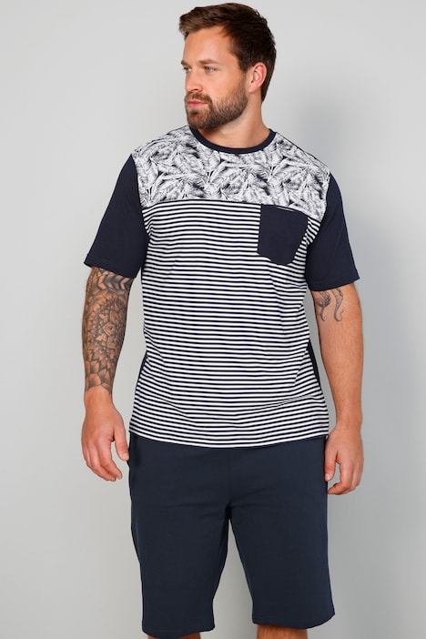 John F. Gee T-Shirt, Halbarm, Ringel/Print, bis 72/74