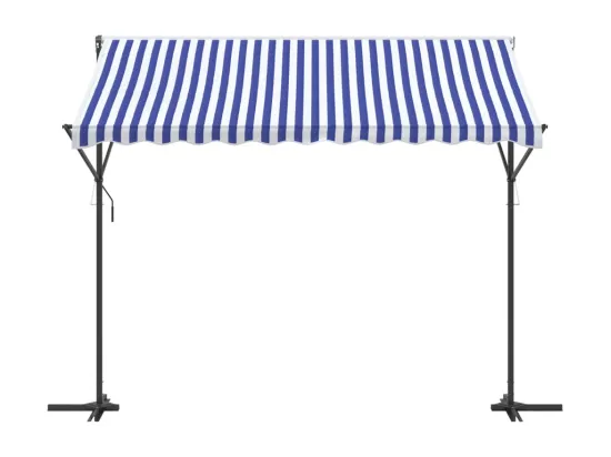 Auvent autoportant bleu et blanc 300x300 cm tissu et acier