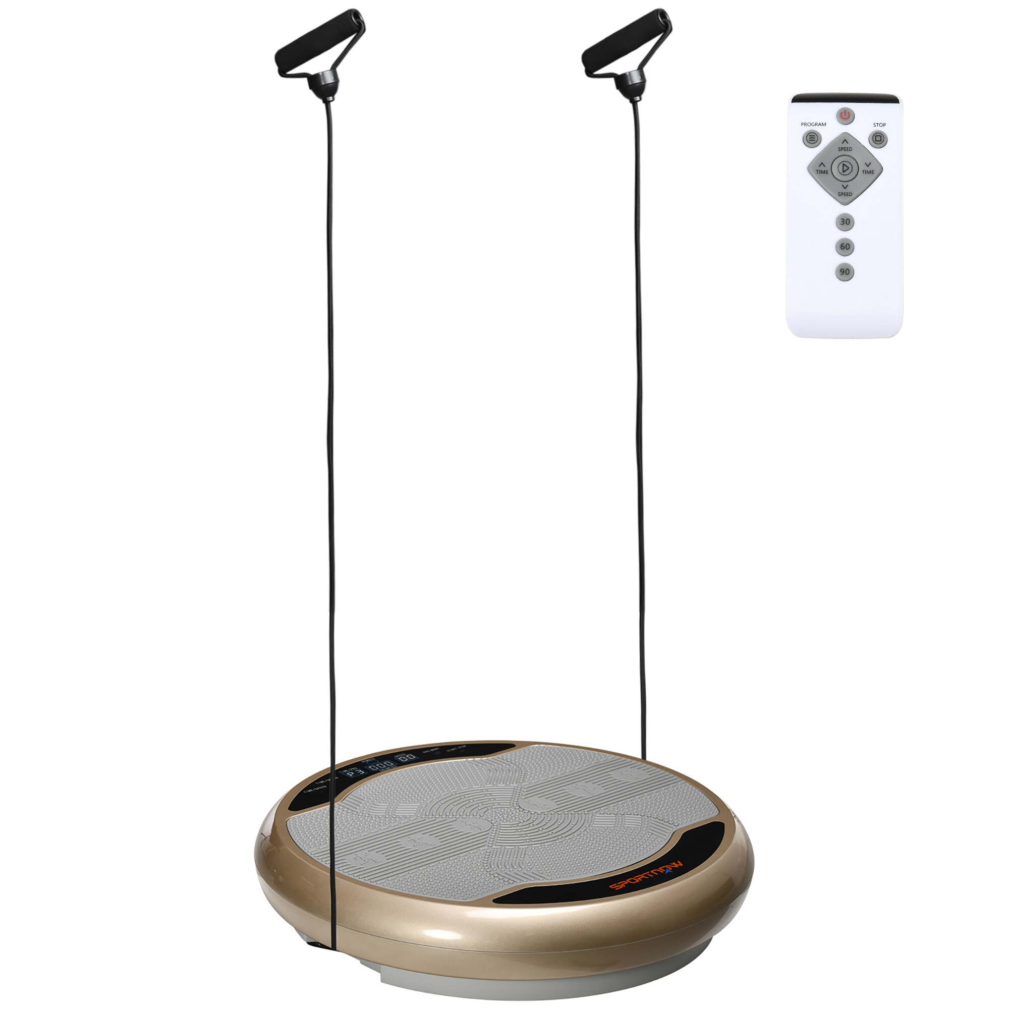 SPORTNOW Vibrationsplatte mit Expanderbänder gold, grau 59L x 59B x 15H cm