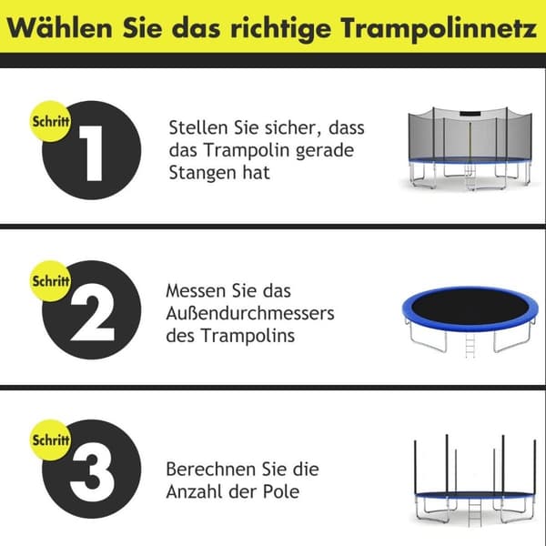 Trampoline sikkerhetsnett for hagetrampoliner Erstatningsnett på utsiden med glidelås og spenner Ø 305 cm