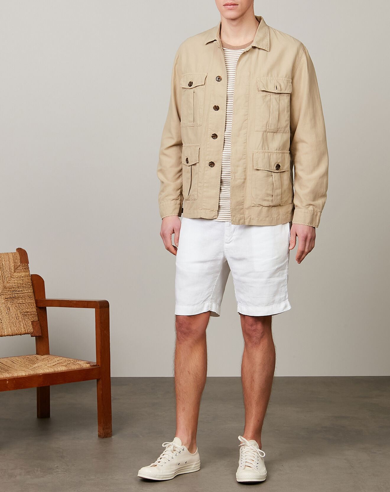 Hartford Veste en Coton & Lin Jeep khaki