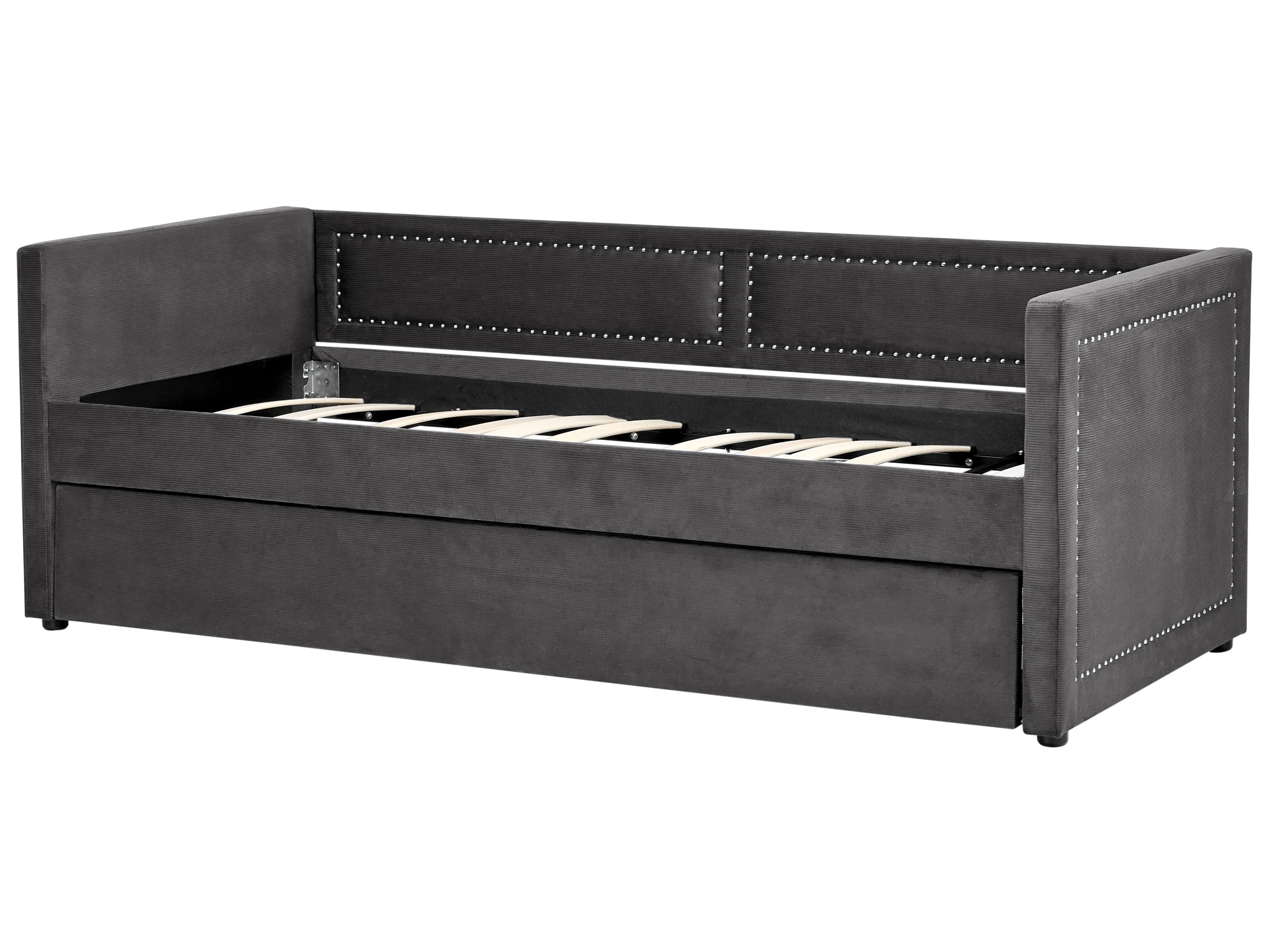 Onderschuifbed Corduroy MIMIZAN 90 x 200 cm Donkergrijs