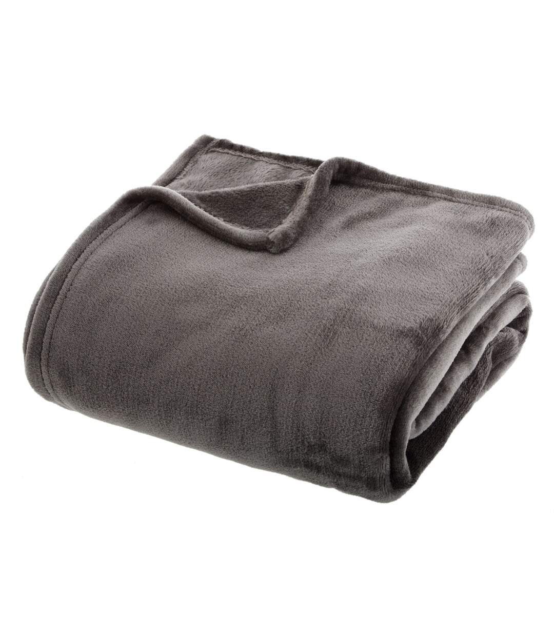 Grand plaid en Flanelle uni - 180x130 cm - Gris foncé