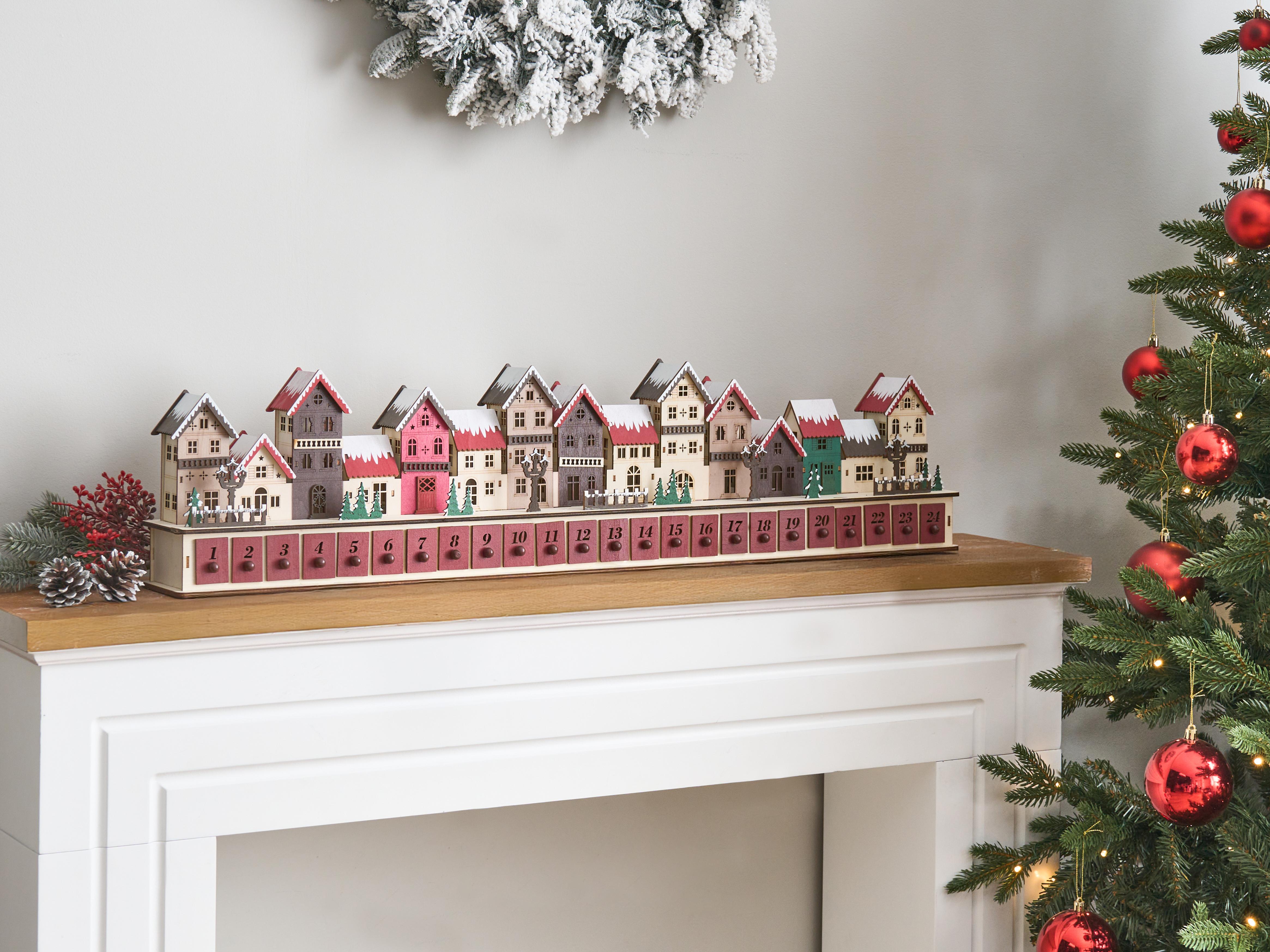Kerstdecoratie LED ASPERN Adventskalender 18 cm Rood