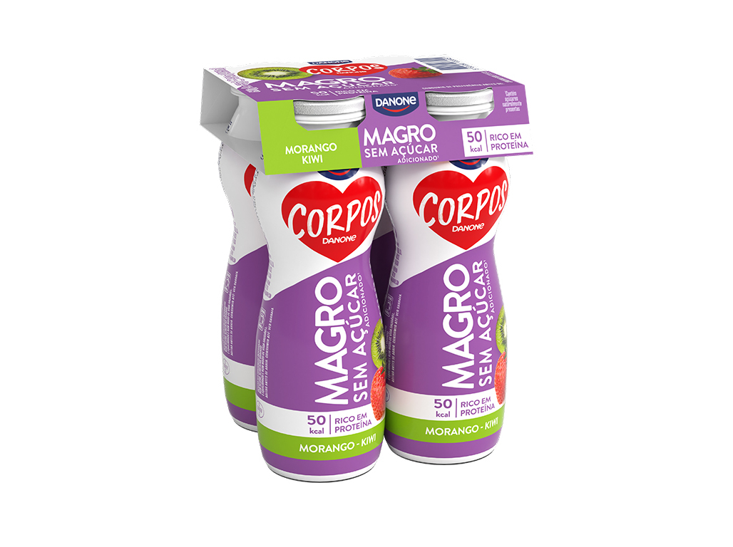 IOGURTE CORPOS DANONE MAGRO LÍQUIDO MORANGO E KIWI 4X155G