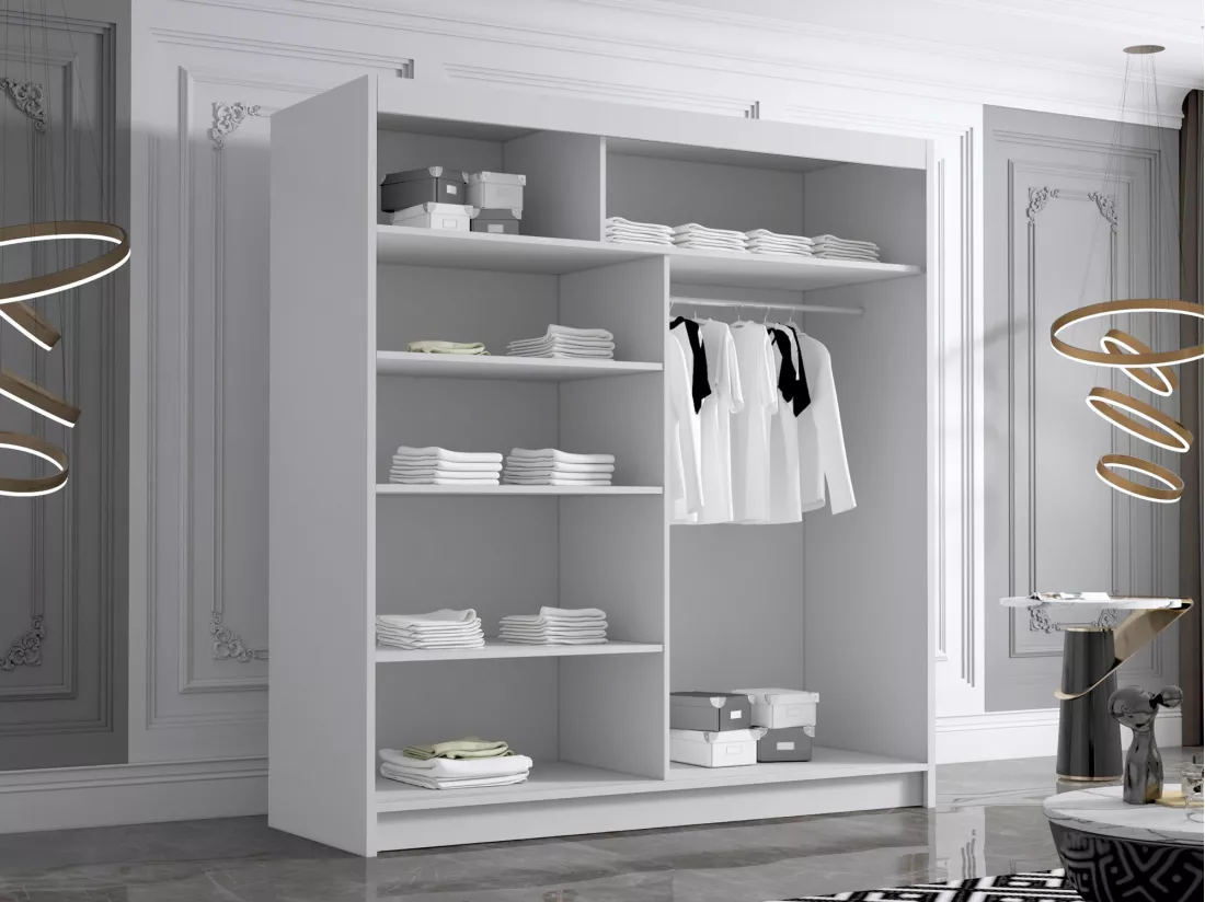 Armoire Closico 186, Cachemire, 215x180x58cm, Portes d'armoire: Glissement