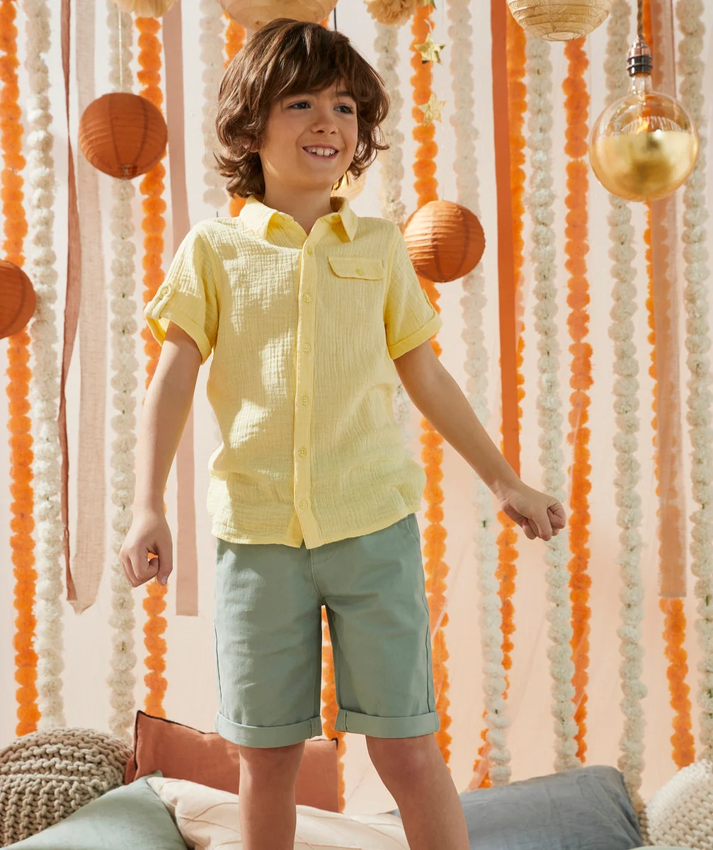 BERMUDA STYLE CHINO GARÇON VERT D'EAU