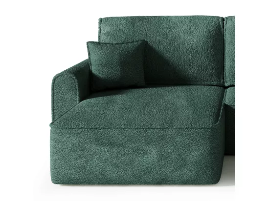 Canapé U 5 places convertible coffre Valentin bouclé Vert Sapin