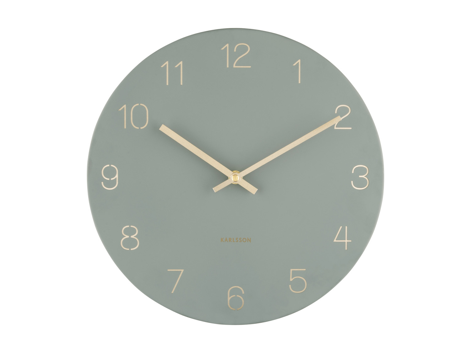 Wall clock Charm engraved numbers small jungle grn