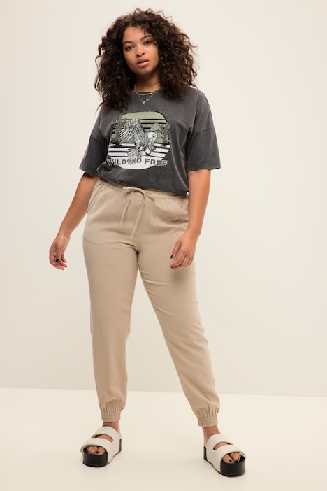 Jogginghose, wide Legs, Elastikbund, Elastastiksaum
