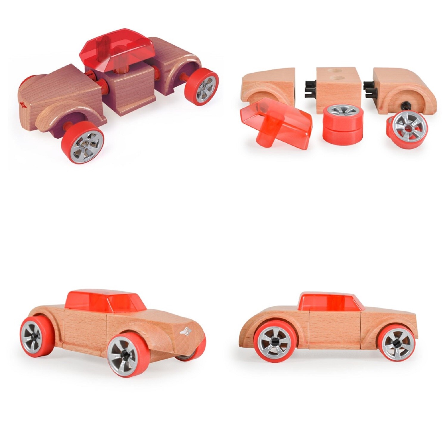 Moni Spielzeugautos 2er Set 53109 Mini 11,50 x 3,80 x 6,50cm aus Holz ab 4 Jahre bunt