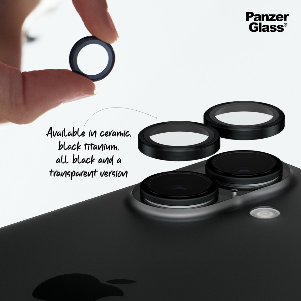 PanzerGlass - Hoops Linse Beskytter - iPhone 16/iPhone 16 Plus - Sort