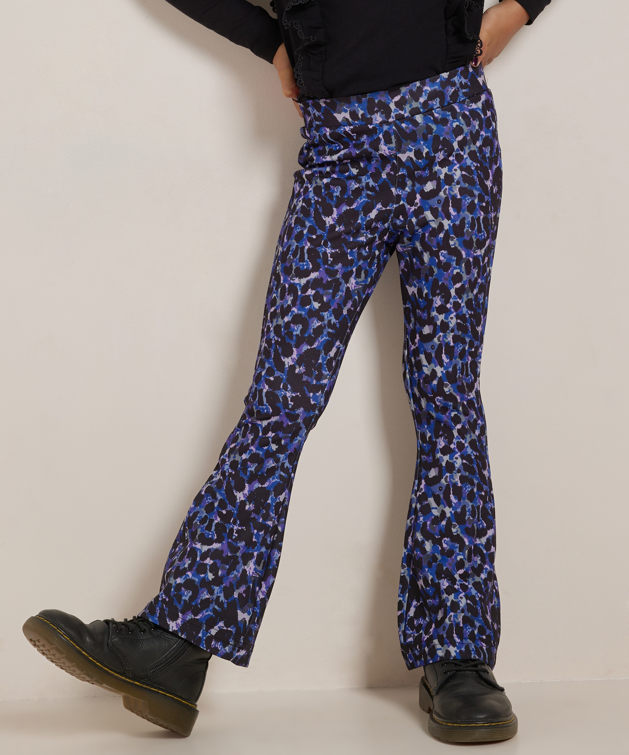 flared fit broek panterprint