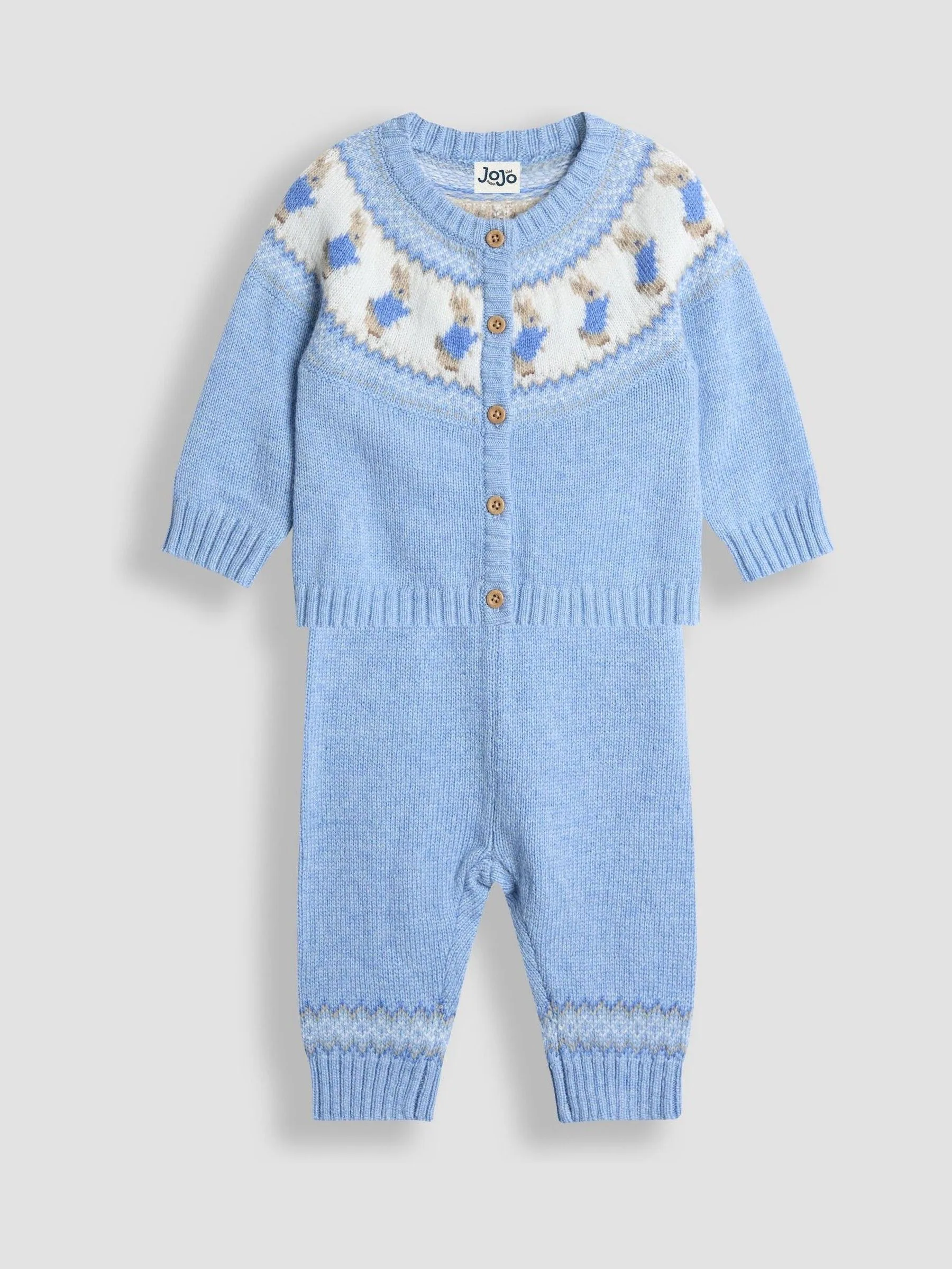 JoJo Maman Bébé Peter Rabbit™ Fairisle Knit Cardigan & Bottom Set