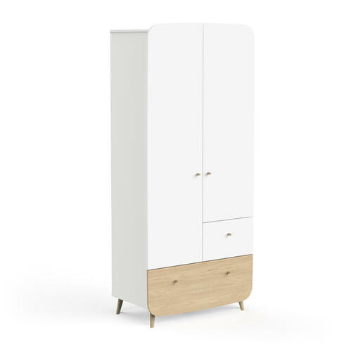 Armoire 2 portes + 2 tiroirs FIRMIANA Blanc - CBA Meubles