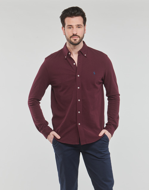 Polo Ralph Lauren - CHEMISE AJUSTEE COL BOUTONNE EN POLO FEATHERWEIGHT Burdeo