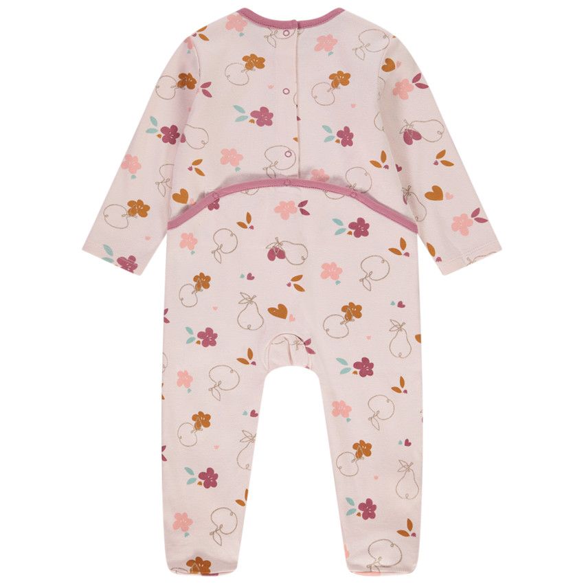 Dors-bien en jersey imprimé fruits pour bébé fille - Rose
