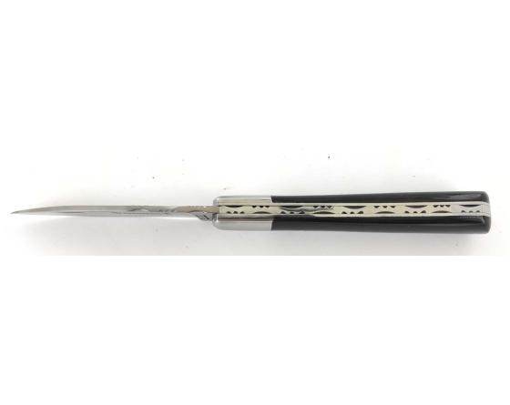 Yssingeaux 11 cm - Corne Noire - Guilloché Couteau de Poche PassionFrance