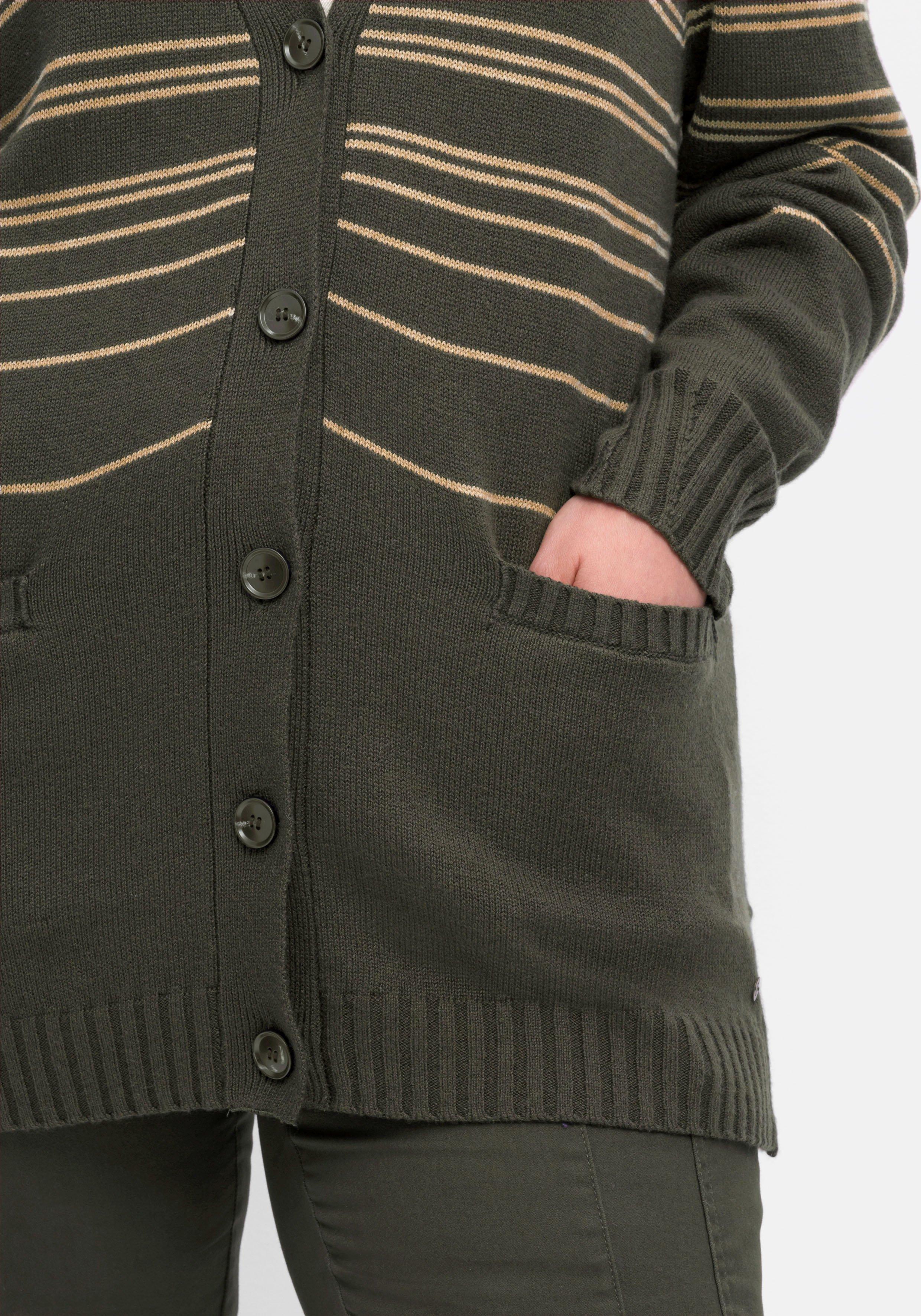 Gestreifte Strickjacke mit Kaschmiranteil