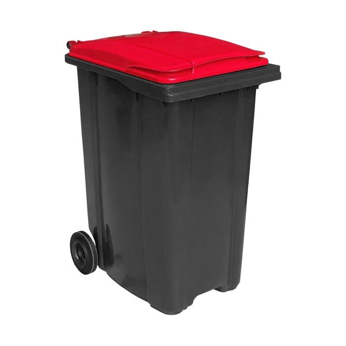 Afvalcontainer 360 liter grijs met rood deksel (6097155041037)