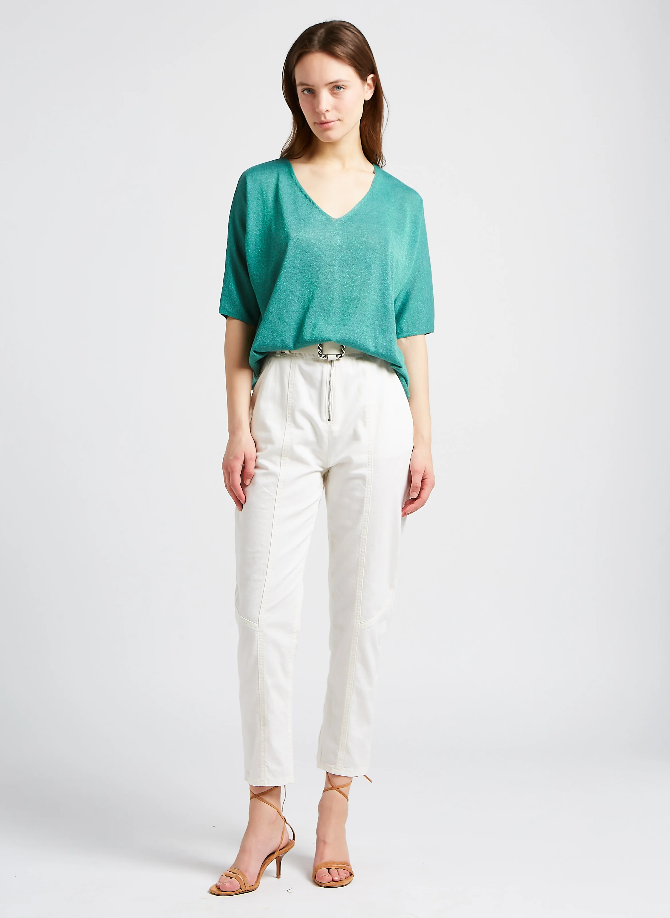 OMNY - Pantalon droit en coton| Blanc