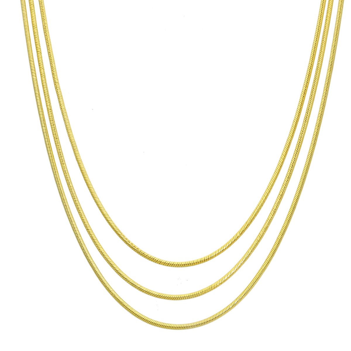 Collier Argent Doré Triples Mailles Serpentine Ronde