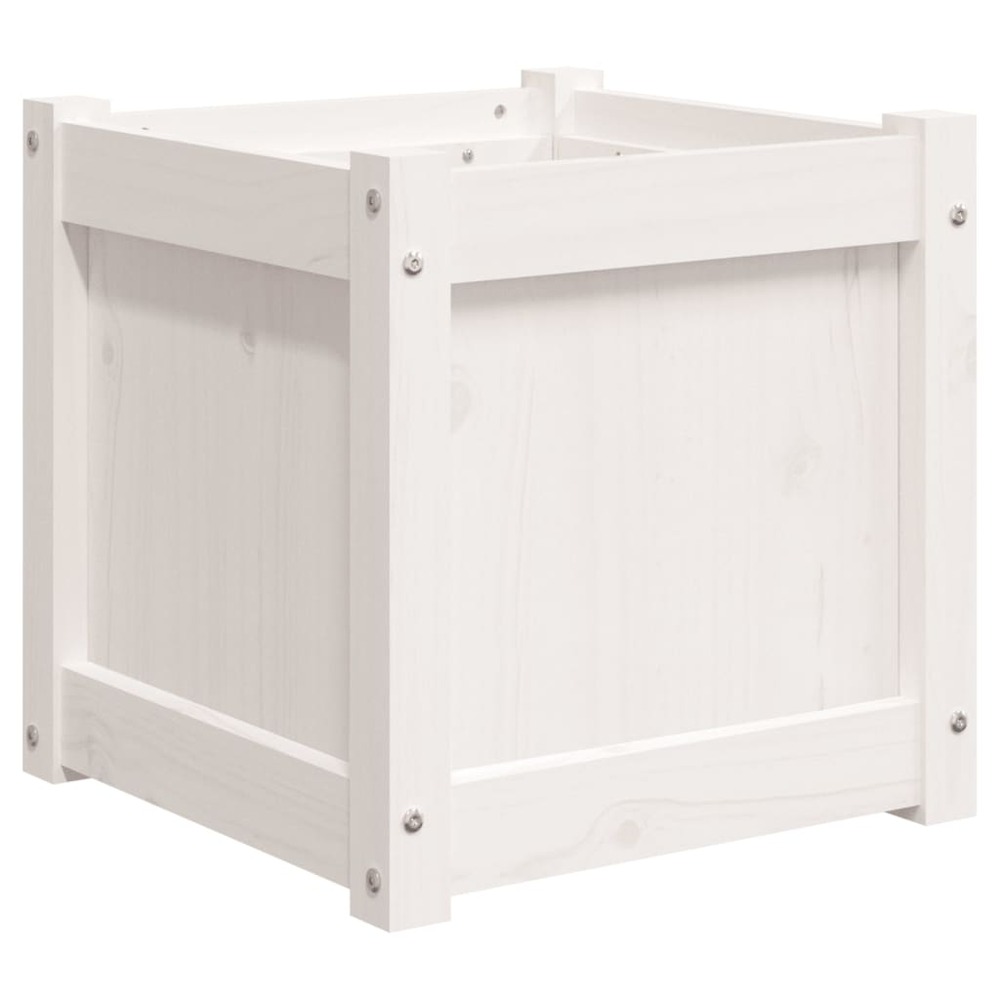 Jardinières 2 pcs blanc bois de pin massif